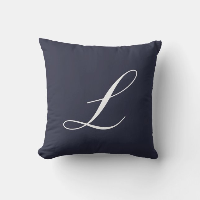 Buchstabe L Marine-Blau-Monogramm-Kissen Kissen (Vorderseite)