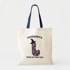 Buchstabe L mit Hexenhut und Name | Trick oder Tre Tragetasche