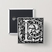 Buchstabe L Mittelalterliche Monogramm-Kunst Art N Button (Vorne & Hinten)