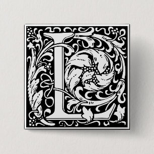 Buchstabe L Mittelalterliche Monogramm-Kunst Art N Button
