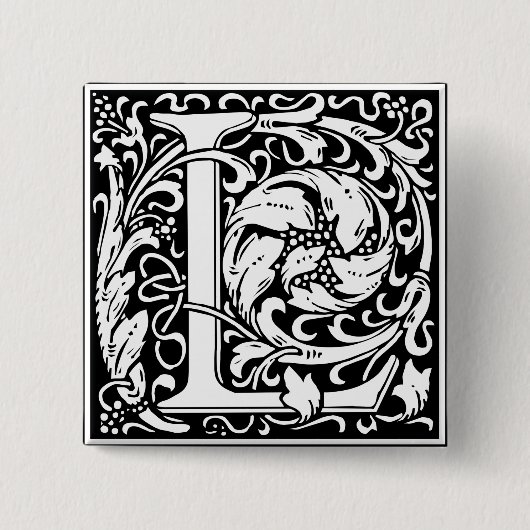 Buchstabe L Mittelalterliche Monogramm-Kunst Art N Button (Vorderseite)