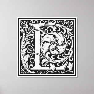 Buchstabe L Mittelalterliche Monogramm-Kunst Art N Leinwanddruck