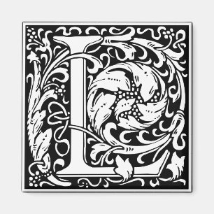Buchstabe L Mittelalterliche Monogramm-Kunst Art N Magnet