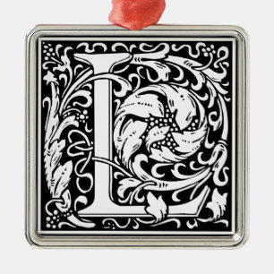 Buchstabe L Mittelalterliches Monogramm Vintage In Ornament Aus Metall