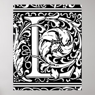 Buchstabe L Mittelalterliches Monogramm Vintage In Poster
