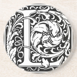 Buchstabe L Mittelalterliches Monogramm Vintage In Sandstein Untersetzer
