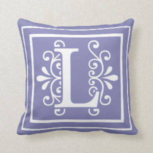 Buchstabe L Monogramm-Singrün lila Kissen
