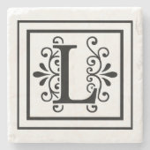 Buchstabe L Monogramm-Stein-Untersetzer Steinuntersetzer (Vorderseite)