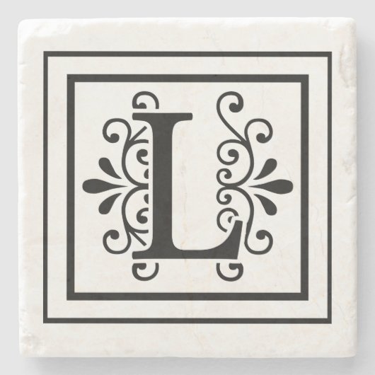 Buchstabe L Monogramm-Stein-Untersetzer Steinuntersetzer (Vorderseite)