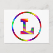 Buchstabe L Regenbogen Postkarte (Vorderseite)
