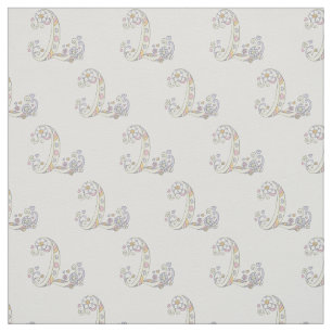 Buchstabe L Text-Gewohnheitsgewebe des Monogramms Stoff