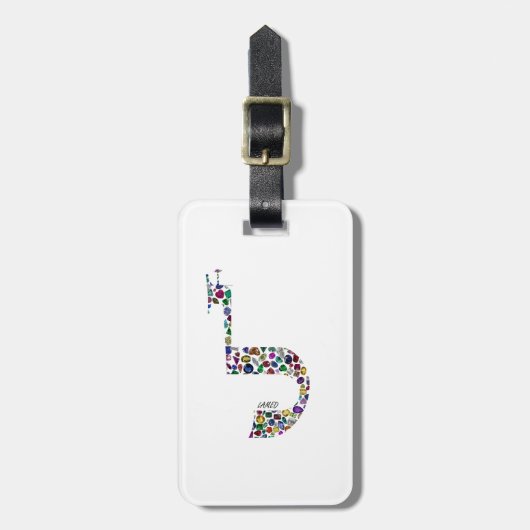 Buchstabe 'LAMED' Gepäckanhänger (Vorderseite vertikal)