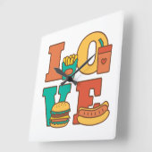 Buchstabe-Liebe-Kram-Nahrungsmittelraum Décor Quadratische Wanduhr (Winkel)
