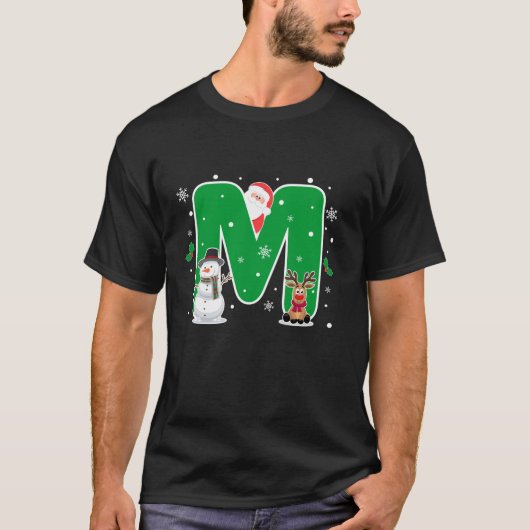 Buchstabe M Anfangsname Alphabet Monogramm Santa C T-Shirt (Vorderseite)