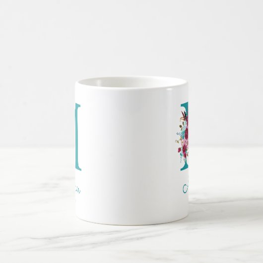 Buchstabe M Aquamarin rosa Kaffeetasse (Mittel)