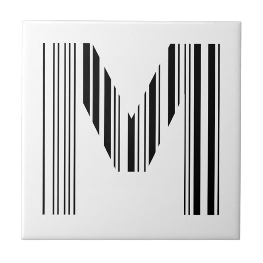 BUCHSTABE M BAR CODE Erstes Anfangsbarcode-Muster Fliese (Vorderseite)