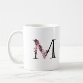 Buchstabe M, Cherry Blossom | Monogramm-Skriptname Kaffeetasse (Links)