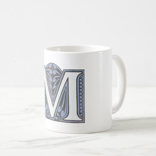 Buchstabe "M" Elegant bestickt Kaffeetasse (VorderseiteRechts)