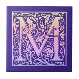 Buchstabe M Farbiger Vintager erster Buchstabe Gra Fliese