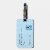 Buchstabe M für Elch in blauen Streifen für Jungen Gepäckanhänger (Rückseite vertikal)