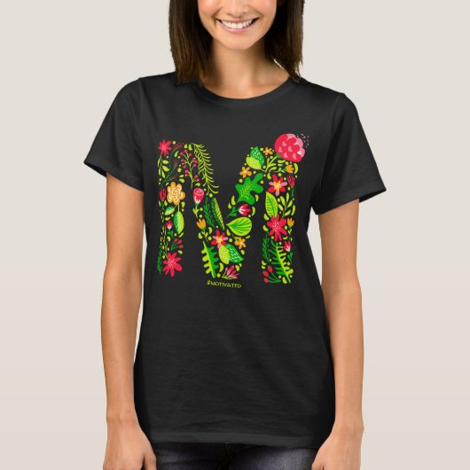 Buchstabe M in Blume T - Shirt (Vorderseite)