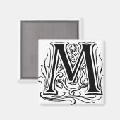 Buchstabe "M" in Schwarz - Schwarz Magnet (Vorderseite/Rückseite)