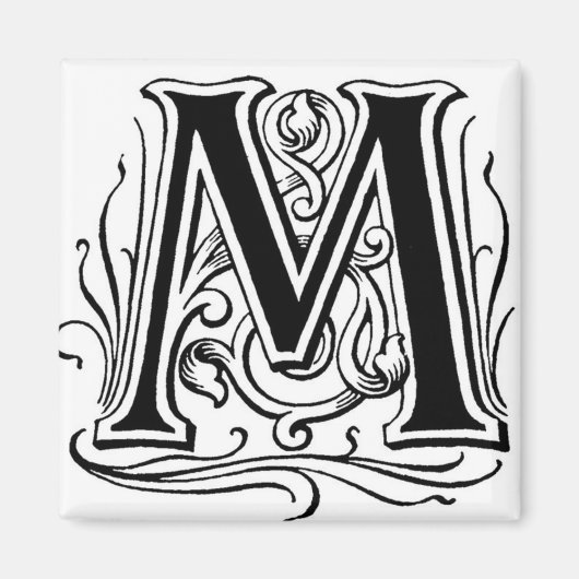 Buchstabe "M" in Schwarz - Schwarz Magnet (Vorne)