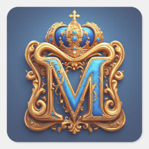 Buchstabe M Luxus-Monogramm-Initiale im königliche Quadratischer Aufkleber