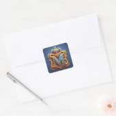 Buchstabe M Luxus-Monogramm-Initiale im königliche Quadratischer Aufkleber (Umschlag)