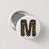 Buchstabe M mit Alphabet verziert Button (Vorne & Hinten)