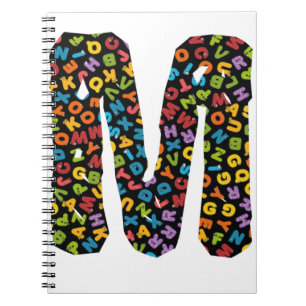 Buchstabe M mit Alphabet verziert Notizblock