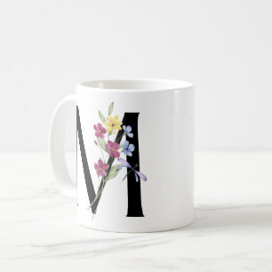 Buchstabe M mit Blumen Kaffeetasse