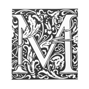 Buchstabe M Mittelalterliche Monogramm-Kunst im Ju Notizblock