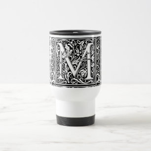 Buchstabe M Mittelalterliche Monogramm-Kunst im Ju Reisebecher