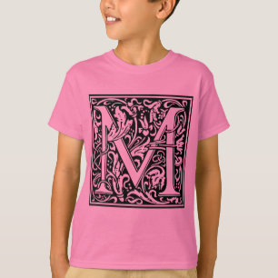 Buchstabe M Mittelalterliche Monogramm-Kunst im Ju T-Shirt