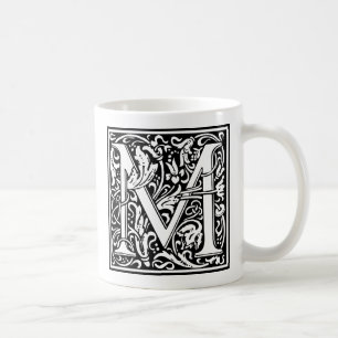 Buchstabe M Mittelalterliche Monogramm-Kunst Nouve Kaffeetasse