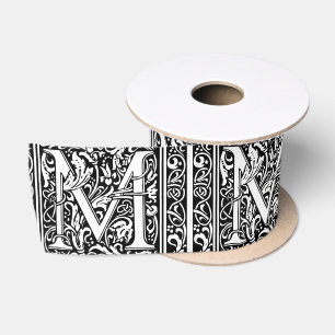 Buchstabe M Mittelalterliche Monogramm-Kunst Nouve Satinband
