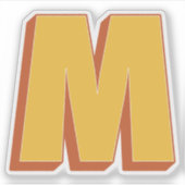 Buchstabe M Monogramm, fette 3D-Schrift Initiale  Aufkleber (Vorderseite)