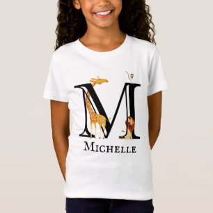 Buchstabe M Monogramm Kind Safari-Tiere Giraffe T-Shirt