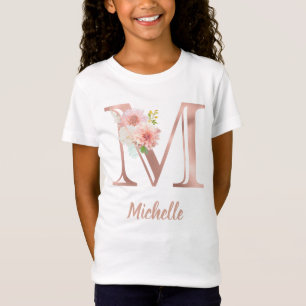 Buchstabe M Monogramm Roségold Blüten Rosa T-Shirt