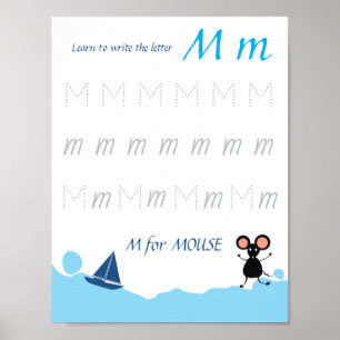 Buchstabe M Nachspurposter für Kinder Poster