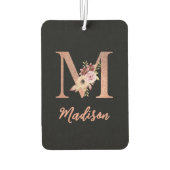 Buchstabe M Rosafarben Glitter Blumenmonogramm Autolufterfrischer (Rückseite)