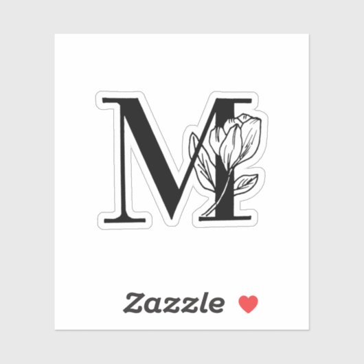 Buchstabe M - Rose Aufkleber (Blatt)