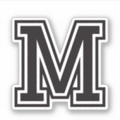 Buchstabe M Schriftart sporty Uni Aufkleber (Vorderseite)