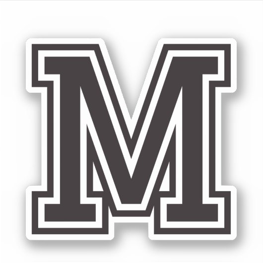 Buchstabe M Schriftart sporty Uni Aufkleber (Vorderseite)
