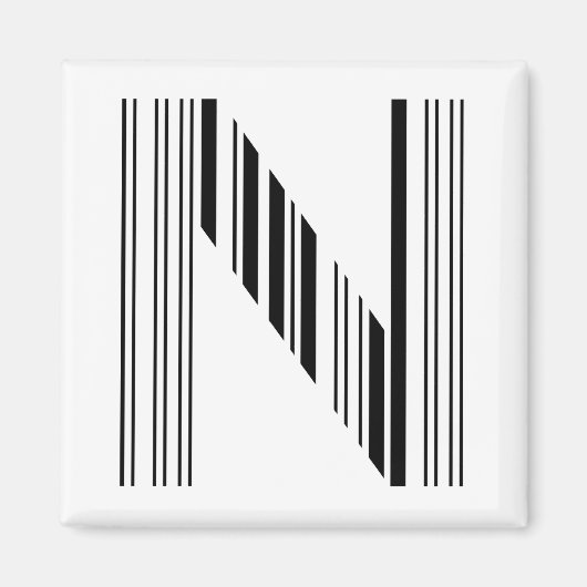 BUCHSTABE N BARCODE Erstes Anfangsbarcode-Muster Magnet (Vorne)