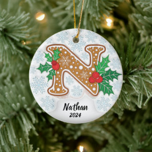 Buchstabe N Benutzerdefinierter Name Monogramm Keramik Ornament