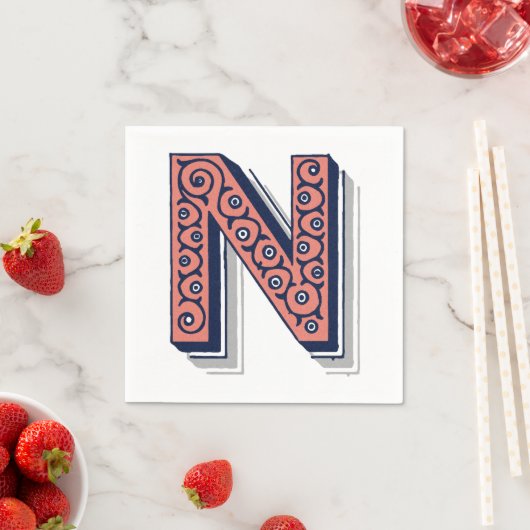Buchstabe "N" Elegant bestickt Serviette (Beispiel)