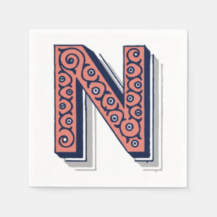 Buchstabe "N" Elegant bestickt Serviette