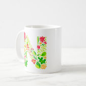 Buchstabe N in Blume Kaffeemaschine Tasse (Vorderseite Links)